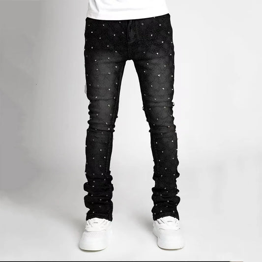 ENXO – 2025 Men’s Stretch Pearl Denim Jeans | Fashion Straight-Leg Jogger Style