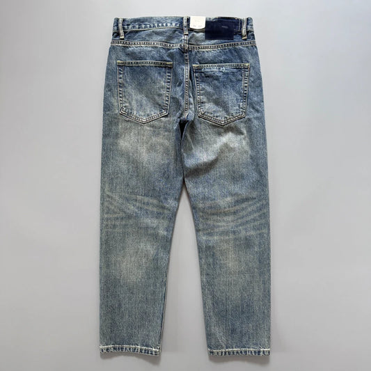 ENXO – Men’s Vintage Slim Fit Jeans | Embroidered Washed Denim, Y2K Autumn Casual Style