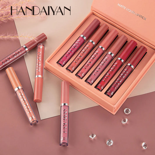 ENXO – HANDAIYAN 6-Piece Matte Liquid Lipstick Set | Long-Lasting, Non-Stick, Fade-Resistant Gift Box
