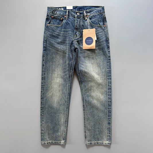 ENXO – Men’s Vintage Slim Fit Jeans | Embroidered Washed Denim, Y2K Autumn Casual Style