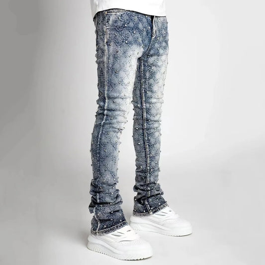 ENXO – 2025 Men’s Stretch Pearl Denim Jeans | Fashion Straight-Leg Jogger Style