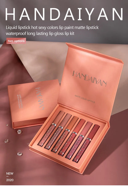 ENXO – HANDAIYAN 6-Piece Matte Liquid Lipstick Set | Long-Lasting, Non-Stick, Fade-Resistant Gift Box