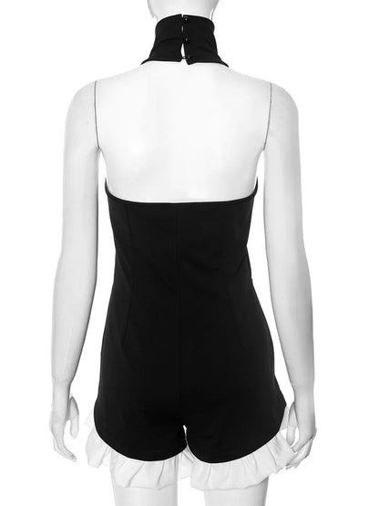 Tossy Ruffled Patchwork Sexy Rompers Female Patchwork Off-Shoulder High Waist Contrast Summer 2025 Women's Jumpsuit Bodysuits