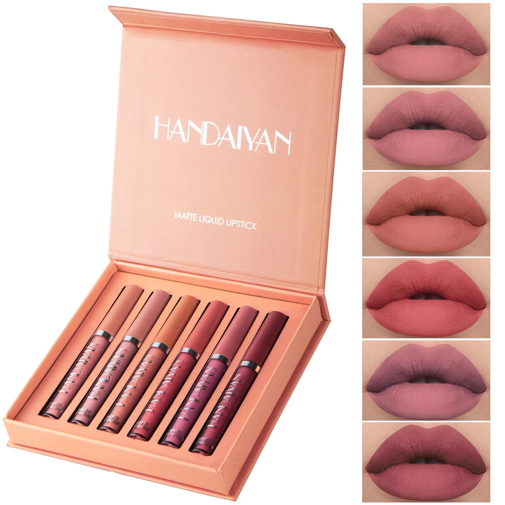 ENXO – HANDAIYAN 6-Piece Matte Liquid Lipstick Set | Long-Lasting, Non-Stick, Fade-Resistant Gift Box