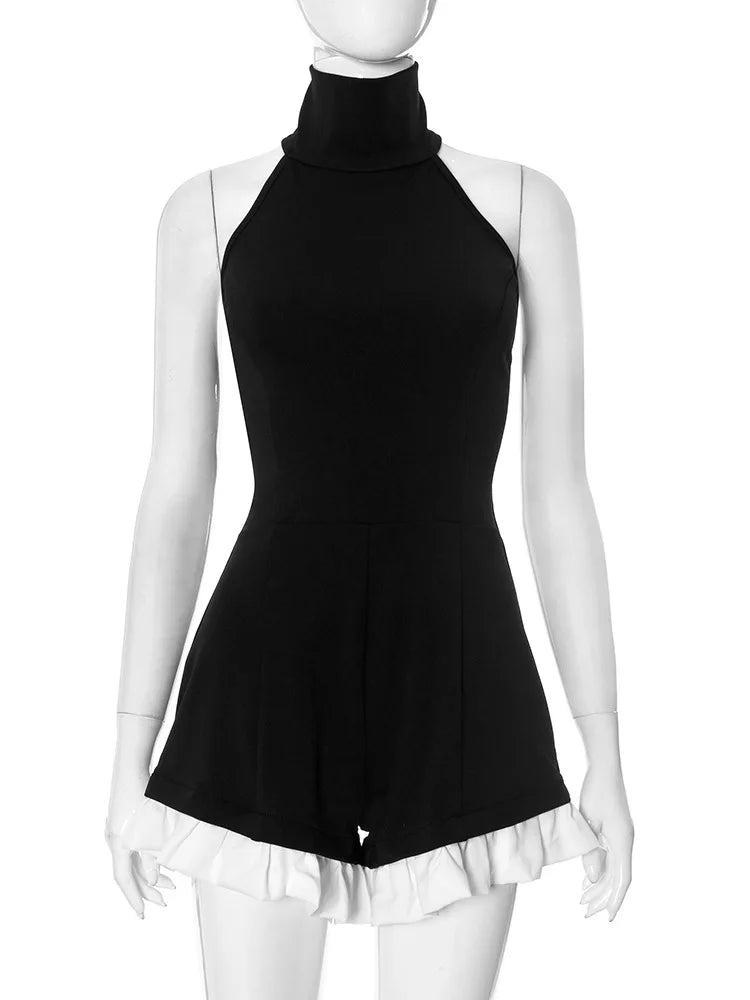 Tossy Ruffled Patchwork Sexy Rompers Female Patchwork Off-Shoulder High Waist Contrast Summer 2025 Women's Jumpsuit Bodysuits