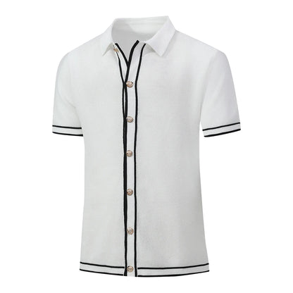ENXO – 2025 Men’s Retro Striped Polo Shirt | Knit Lapel, Slim Fit, Breathable – US Sizes, Summer Fashion