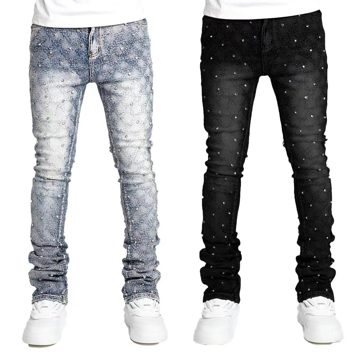 ENXO – 2025 Men’s Stretch Pearl Denim Jeans | Fashion Straight-Leg Jogger Style