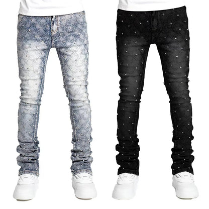 ENXO – 2025 Men’s Stretch Pearl Denim Jeans | Fashion Straight-Leg Jogger Style