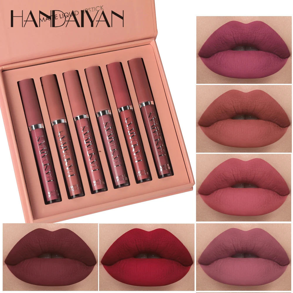 ENXO – HANDAIYAN 6-Piece Matte Liquid Lipstick Set | Long-Lasting, Non-Stick, Fade-Resistant Gift Box