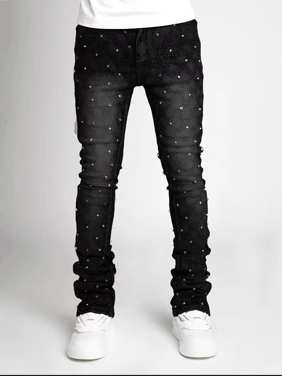 ENXO – 2025 Men’s Stretch Pearl Denim Jeans | Fashion Straight-Leg Jogger Style