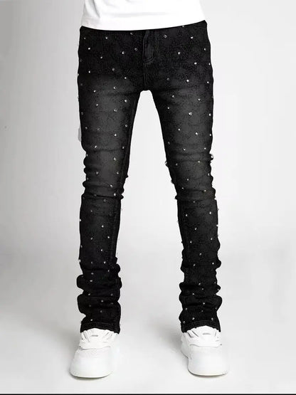 ENXO – 2025 Men’s Stretch Pearl Denim Jeans | Fashion Straight-Leg Jogger Style