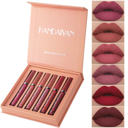 ENXO – HANDAIYAN 6-Piece Matte Liquid Lipstick Set | Long-Lasting, Non-Stick, Fade-Resistant Gift Box