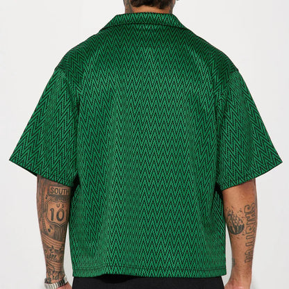 “Men’s Vintage Diagonal Stripe Casual Shirt – Summer 2024 Loose Streetwear”