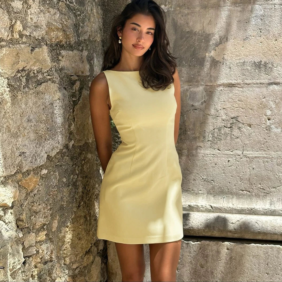 ENXO – Sexy Sleeveless Bodycon Mini Dress with Zipper | Y2K Summer 2024 Party & Birthday Look