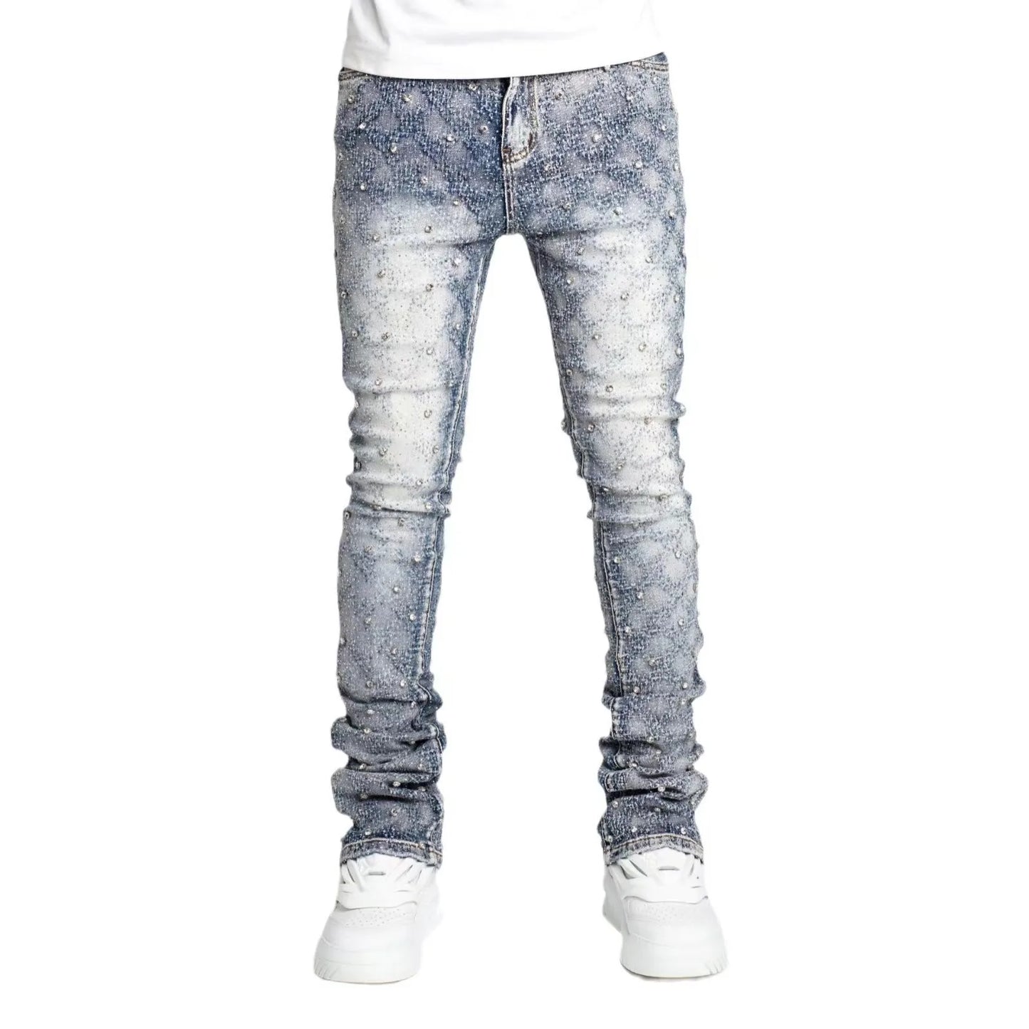 ENXO – 2025 Men’s Stretch Pearl Denim Jeans | Fashion Straight-Leg Jogger Style
