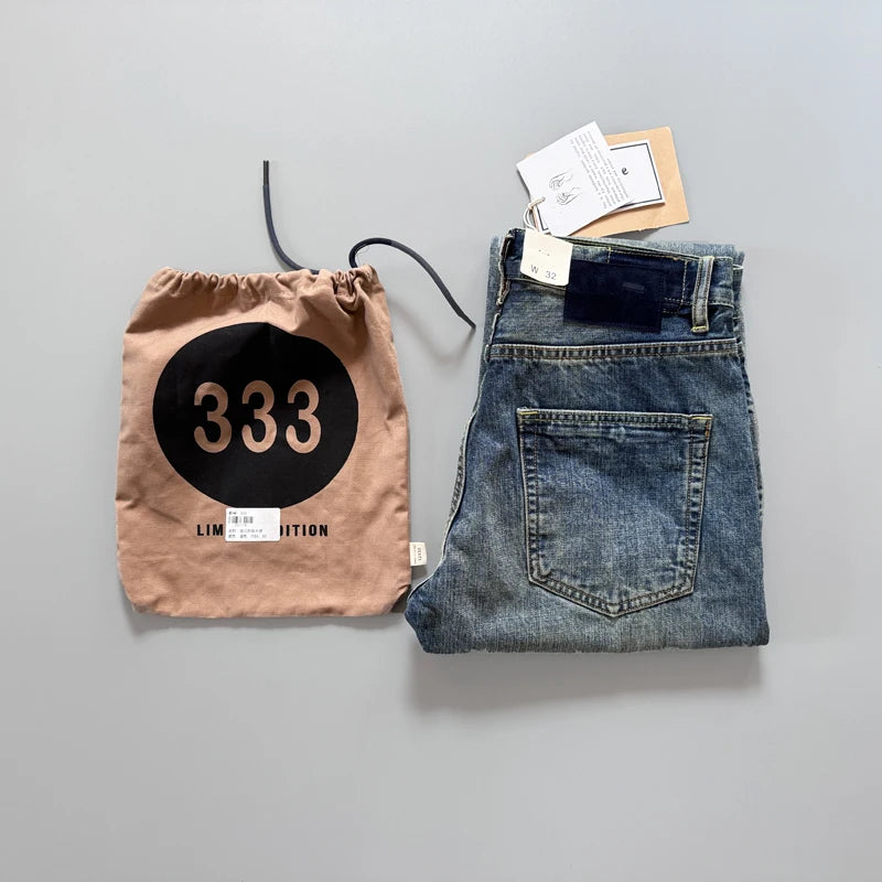 ENXO – Men’s Vintage Slim Fit Jeans | Embroidered Washed Denim, Y2K Autumn Casual Style