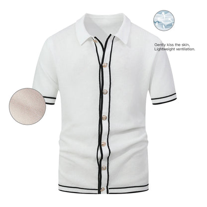 ENXO – 2025 Men’s Retro Striped Polo Shirt | Knit Lapel, Slim Fit, Breathable – US Sizes, Summer Fashion