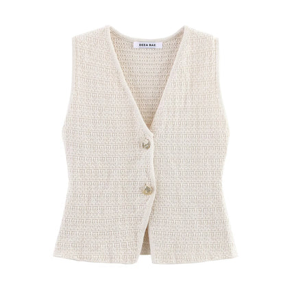 New European And American Style Fashionable Knitted Texture Vest Casual Mini Skirt Set