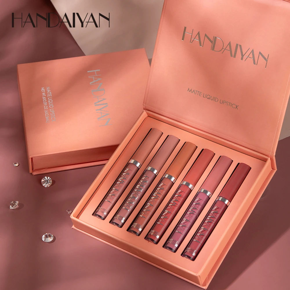 ENXO – HANDAIYAN 6-Piece Matte Liquid Lipstick Set | Long-Lasting, Non-Stick, Fade-Resistant Gift Box