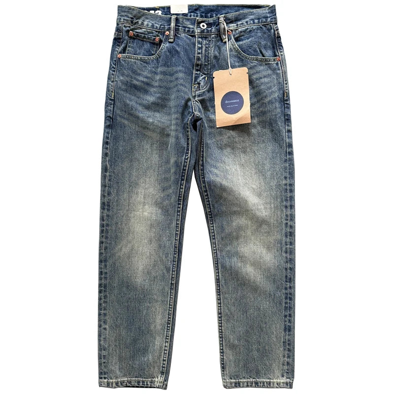 ENXO – Men’s Vintage Slim Fit Jeans | Embroidered Washed Denim, Y2K Autumn Casual Style