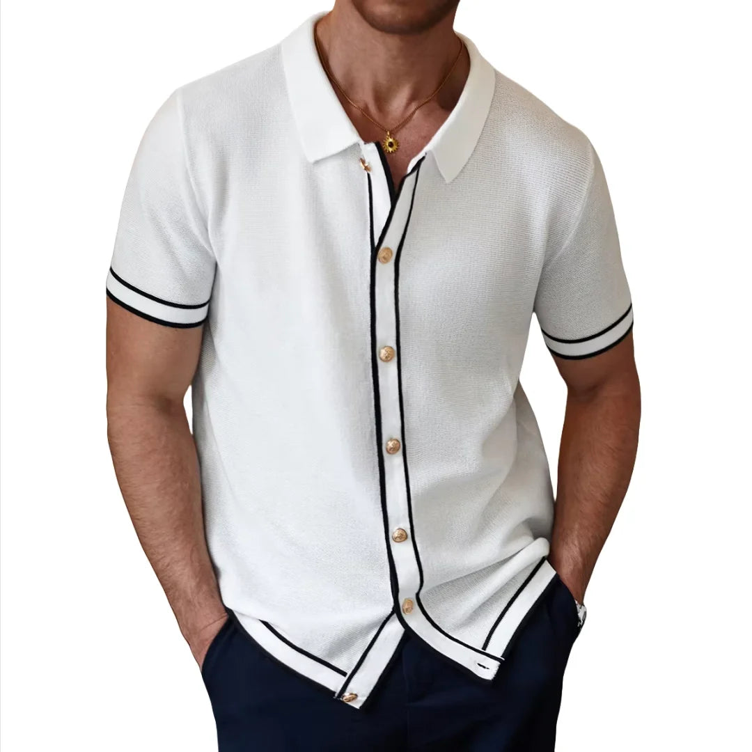 ENXO – 2025 Men’s Retro Striped Polo Shirt | Knit Lapel, Slim Fit, Breathable – US Sizes, Summer Fashion