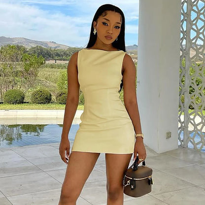 ENXO – Sexy Sleeveless Bodycon Mini Dress with Zipper | Y2K Summer 2024 Party & Birthday Look