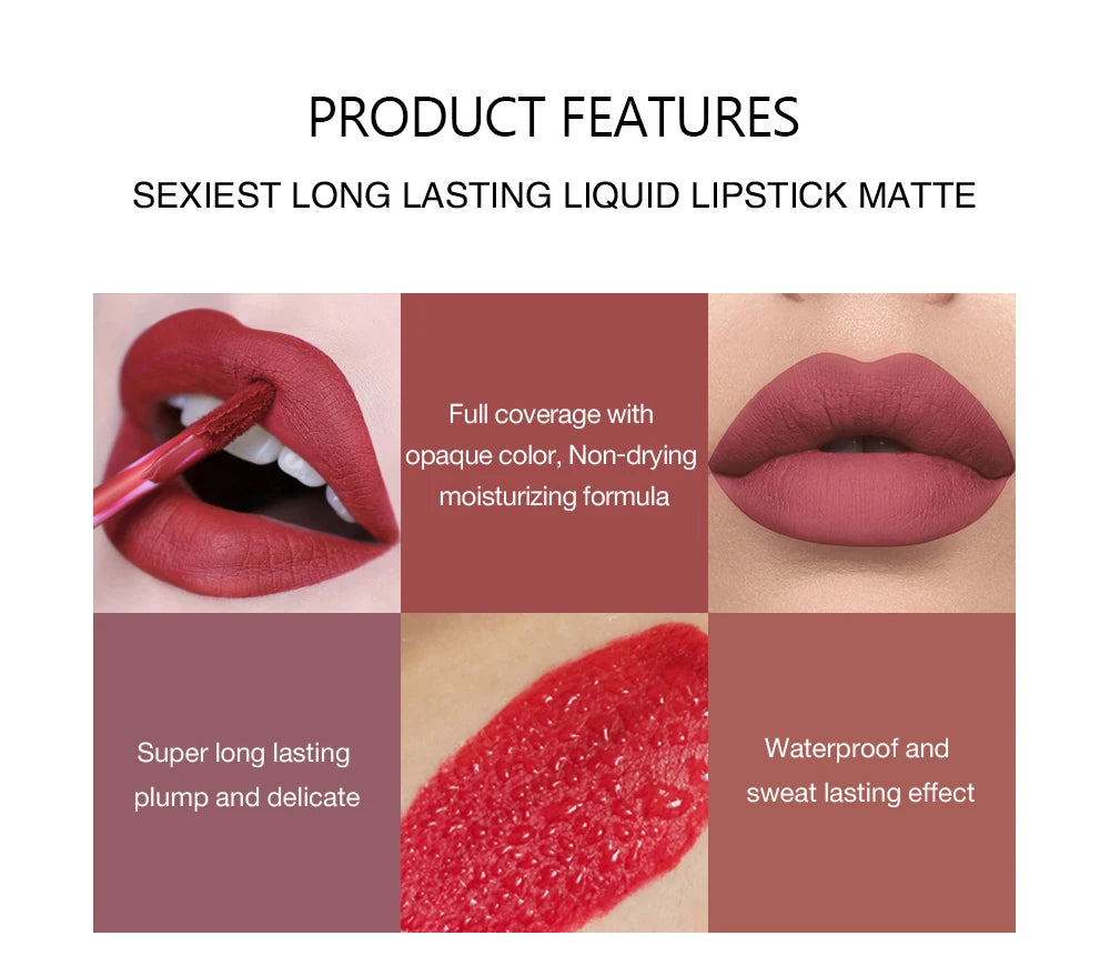 ENXO – HANDAIYAN 6-Piece Matte Liquid Lipstick Set | Long-Lasting, Non-Stick, Fade-Resistant Gift Box