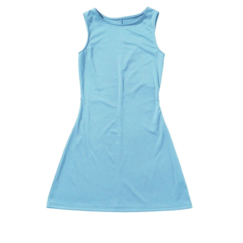 Woman Dress Sleeveless Knit Slim A-Line Female O-Neck Seveless Mini Dresses Sheath 2024 Summer Clothing Streetwear Y2K Qtraf2411